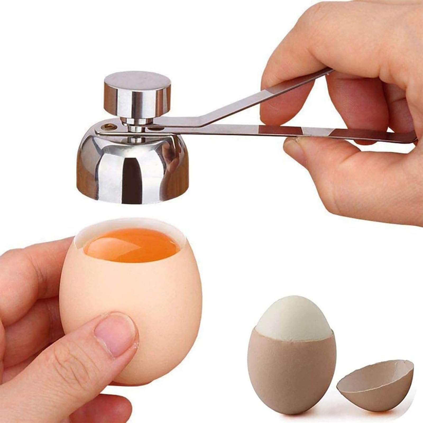TRHDFW Egg Topper Stainless Steel Shell Opener Cutter Handheld Egg Cracker Tool Eggs Separator Cracker for Raw or Soft Hard Boiled Egg Kitchen Gadgets Boiled Egg Cutter