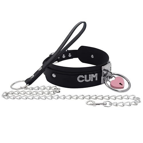 O-Ring Choker Necklace For Women - Punk Gothic Collar With Adjustable Leather Band & Chain Detail