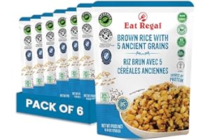 Eat Regal Ready to Eat Brown Rice with 5 Ancient Grains Pack of 6, 8.8 Ounce | Quick and Easy Rice Meals | Source of Antioxidants | Microwaveable Ready to Heat | Healthy Side Dish | Easy Dinner