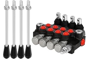 FAHKNS Hydraulic Flow Control Valve, 4 Spool 11 GPM G Ports Adjustable Relief Lever Handle Double Acting Parallel Center Tractor Loader W/Joystick Small Tractors/Tanks Loaders Log Splitters