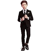 Toddler Kids Boys Suits 5 Piece Set Slim Fit,Blazer Vest Pants Shirt Tie Black Size 8