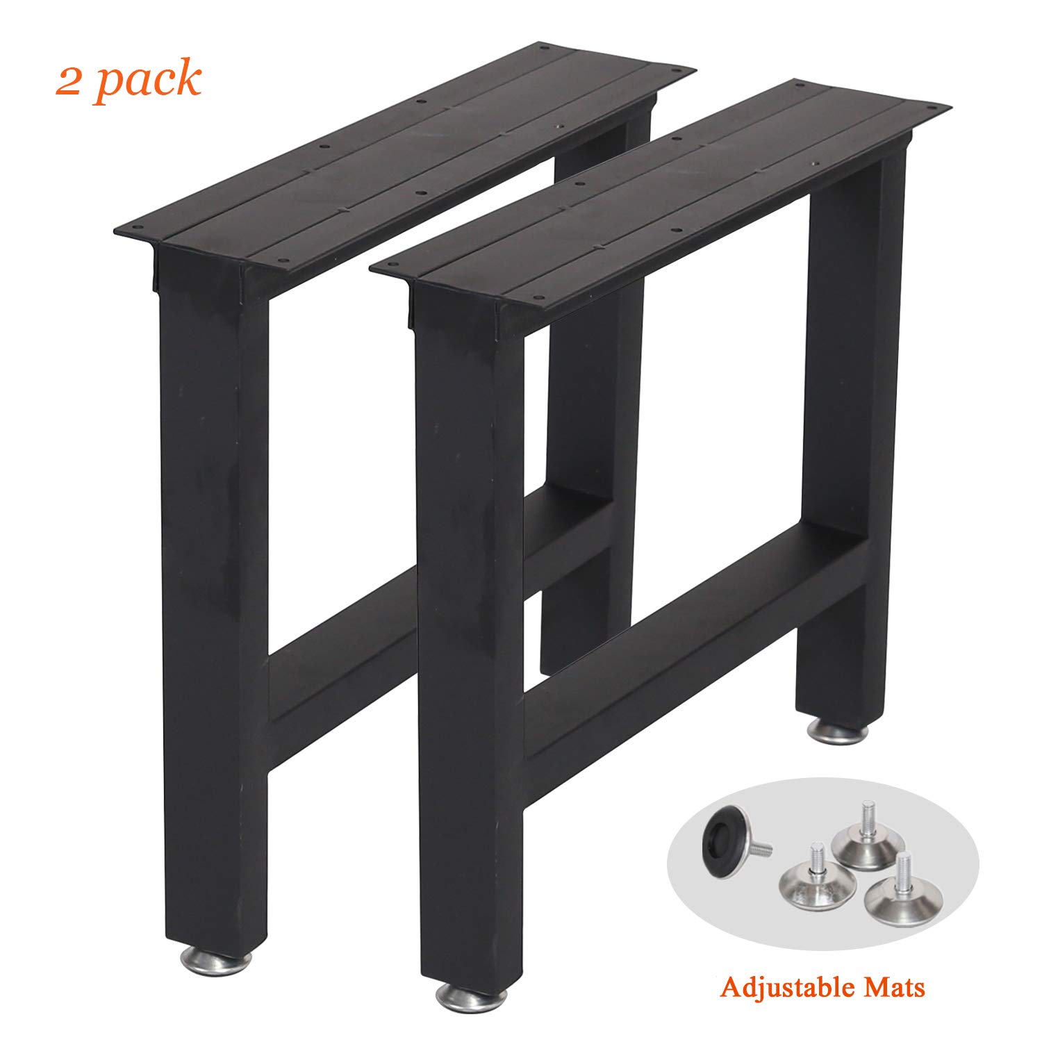 Metal Table Legs Heavy Duty Square Tube Iron Desk Legs Set of 2 16” Height 18” Wide Industrial Furniture Legs,Dining Table Legs,Modern Coffee Table Legs,Bench Legs,Console Table Legs