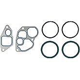 BTS 7.3L Oil Cooler Gasket Kit, Compatible with Navistar T444E/DT466/DT466E/DT530/DT530E &amp; Ford 7.3L Power Stroke 1994&ndash;2003, 1 Set (2 Gaskets &amp; 4 O-Rings), Juego de Juntas de Enfriador de Aceite