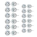 12 Pairs Round Stud Earrings Set Clear Cut Cubic Zircon Copper Stainless Steel Studs Earrings Jewelry Gifts for Women Girls 8mm and 6mm