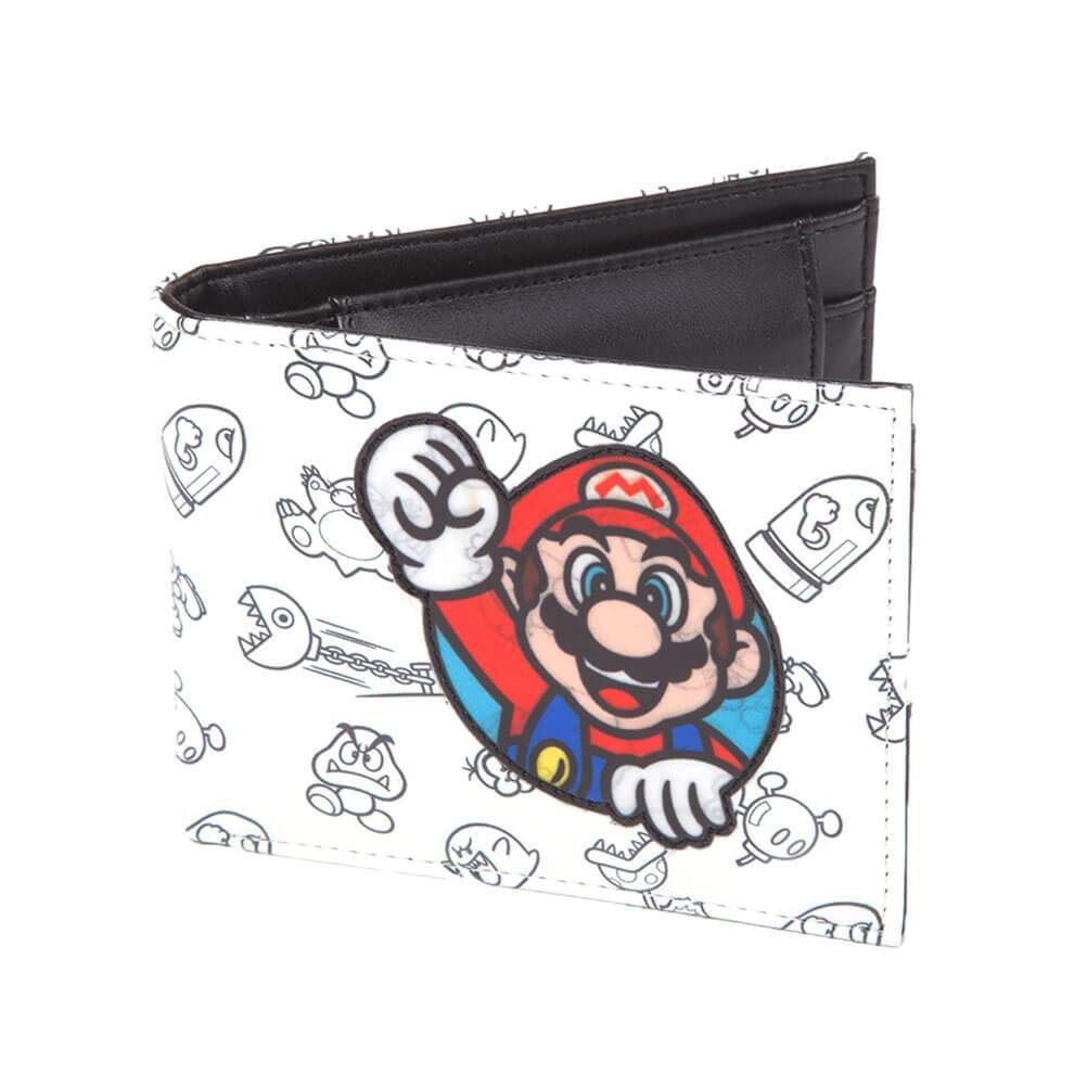 Bioworld Nintendo Super Mario Bros. Patch with All-Over Pattern Bi-Fold Wallet, (Mw060205Ntn) Credit Card Case, 17 cm, White