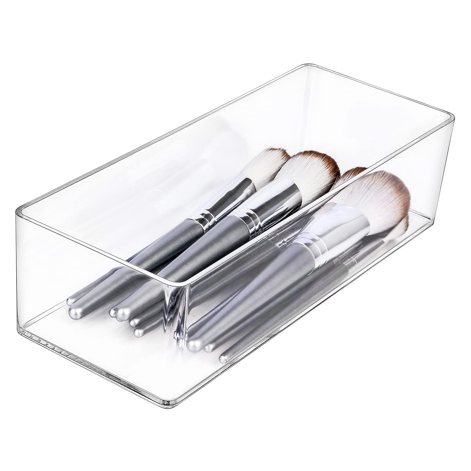 JessLab Drawer Organizer, 1-Compartment Acrylic Makeup Organizer Cosmetic Storage Jewelry Display for Desk Wardrobe Bathroom Vanity Countertop, Transparent