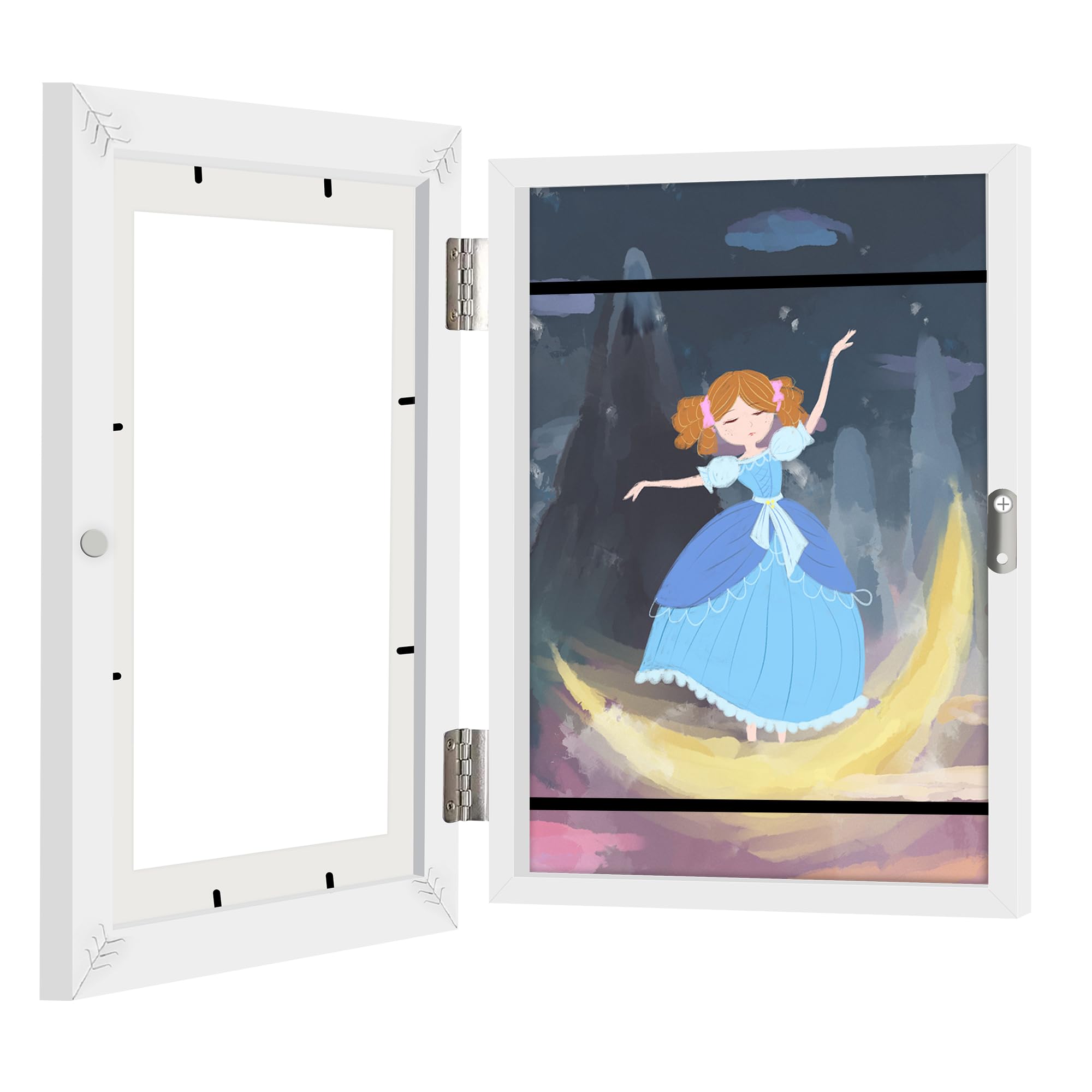 1 Pack Kids Art Frames Front Opening A4, Childrens Artwork Display Storage Frame Changeable, Child Multiple Picture Frame Drawing Hanging Art, Hold 150 PCS, White