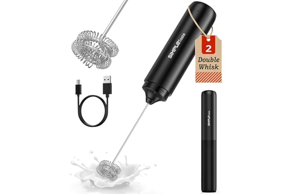 SIMPLETASTE Milk Frother Handheld Electric Foam Maker, Drink Mixer with Stainless Steel Whisk for Cappuccino, Bulletproof Cof