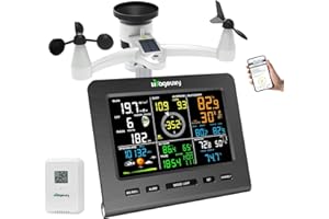 Urageuxy WiFi Weather Station, Wireless Indoor Outdoor Home Weather Station with Rain Gauge and Wind Speed/Direction,Temperature, Humidity, Weather Forecast, UV/Light, Moon Phase and Alarm