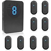 CallToU Caregiver Pager Wireless Call Button System Call Bell Alert Button Wireless Calling System for Elderly at Home/Deaf Eldrely/Clinic/Medical Institution/Nursing Home (CC22WH 8-1)