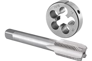 Burkit 11/16"-16 UN Tap and Die Set Right Hand, 11/16 x 16 UN Machine Thread Tap and Round Die