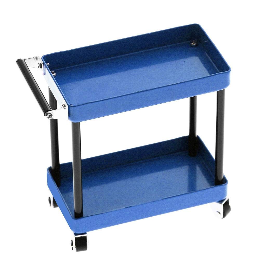 VGEBY Tools Trolley Kit, 2 Tier Tools Storage Trolley Mobile Workshop Garage Repair RC Accessories for 1/8 1/10 1/12 1/16 Scale Model Large Size(Blue) Hobby 1/16 Parts