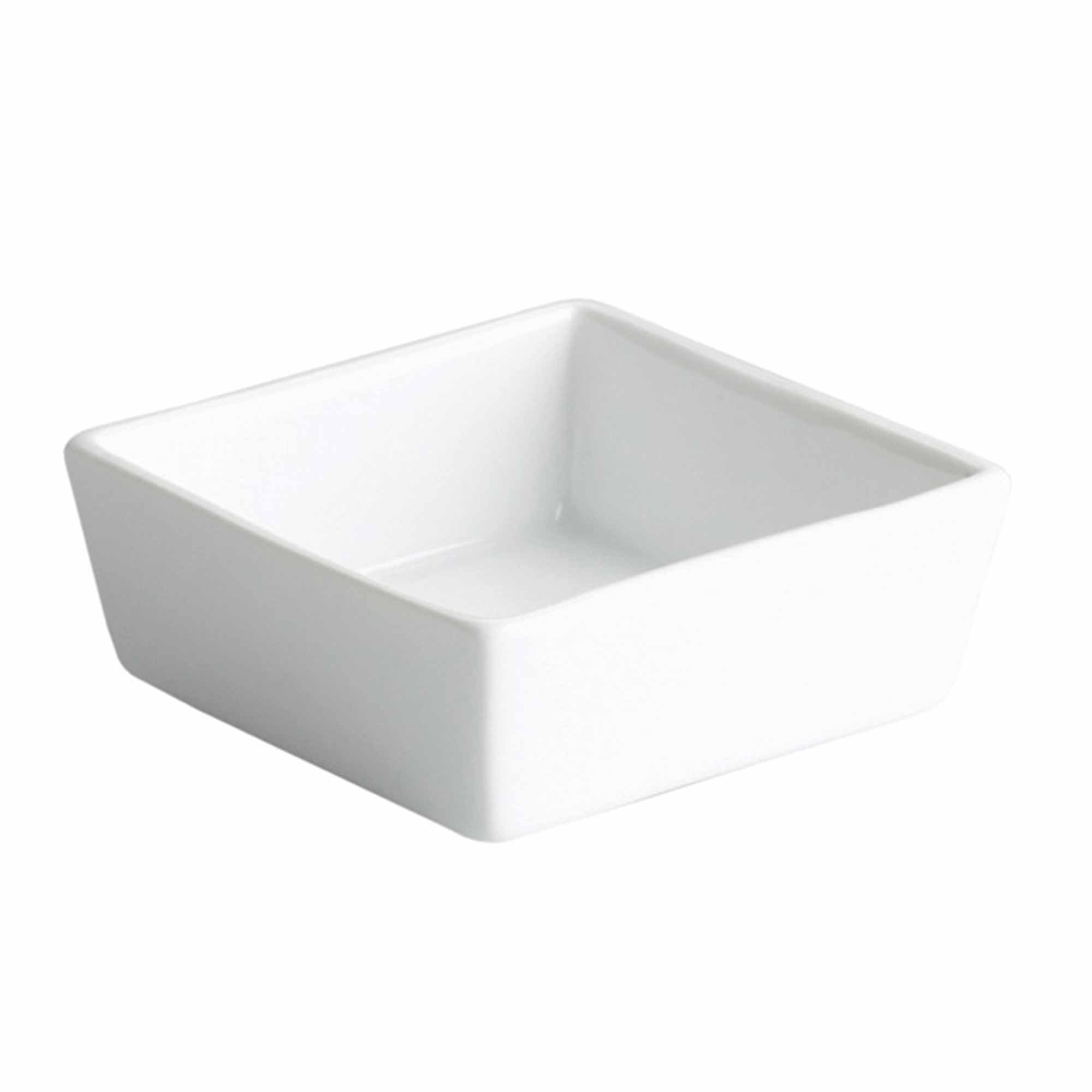 Moonlight Square Dip Bowl White 8cm - Small Porcelain Sauce Ramekin