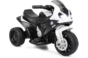 HONEY JOY Kids Motorcycle, Licensed BMW 6V Battery Powered Ride On Motorcycle w/LED Headlights, Music, Pedal, Spring Suspension, 3 Wheels Electric Motorcycle for Kids, Gift for Boys Girls(Black)