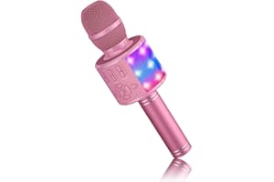 BONAOK Kids Karaoke Microphone Portable Bluetooth Machine Wireless Mic with LED Light, Birthday Gift Toys for Girls Boys Ages