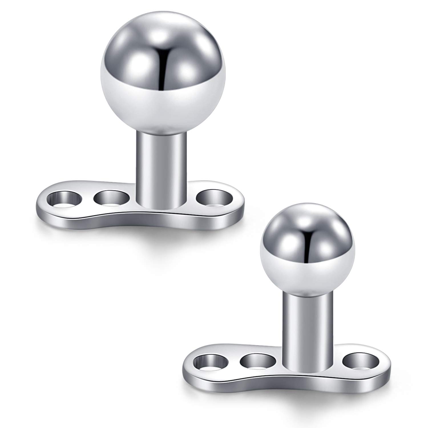 incaton 2PCS 14G Micro Dermal Anchor Top with Clear Diamond CZ Base Skin Piercing Jewelry for Women Men