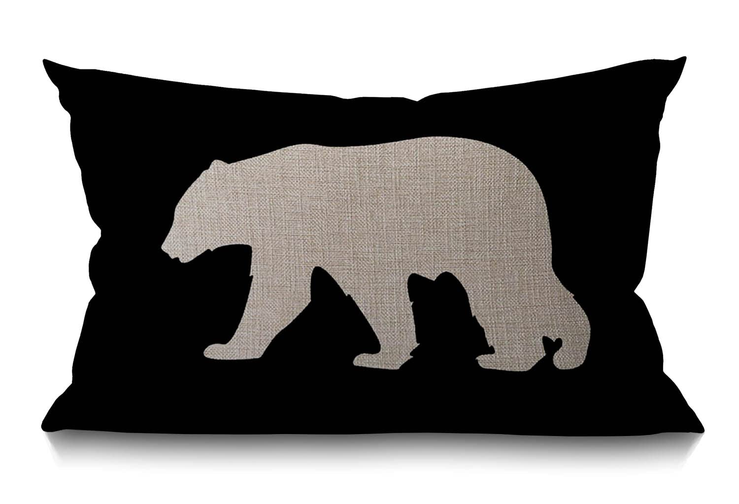 BGBDEIA Cushion Cover Black Background Bear Cotton Linen Throw Lumbar Waist Throw Pillow Cover Pillow Case Cushion Cover Home Office Decorative Rectangle 12 X 20 Inches 30 x 50 cm