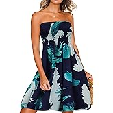 Zyyfly Womens Summer Beach Dresses Strapless Cover Ups Dress Tube Top Sundresses