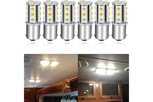 UNXMRFF 1156 LED Bulb Warm White Super Bright 1003 1073 7506 1141 BA15S LED Bulb 5050 18SMD Replacement for 12V RV Interior Ceiling Dome Light/Travel Trailer/Boat Indoor/Camper Light Bulbs (Pack of 6)