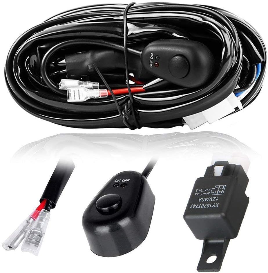 GZLMMY Universal 2 lead LED Light Bar 40A 12V Wiring Harness Kit with Fuse Relay ON/OFF Switch for Driving Lamp Fog Light Work Light (2m / 6.6ft)