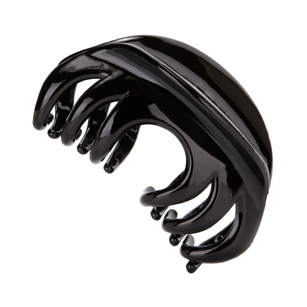 LONEEDY No-slip Grip Large Crystal Plastic Octopus Jaw Clips Hair Claw Banana Clips for Women（Black）