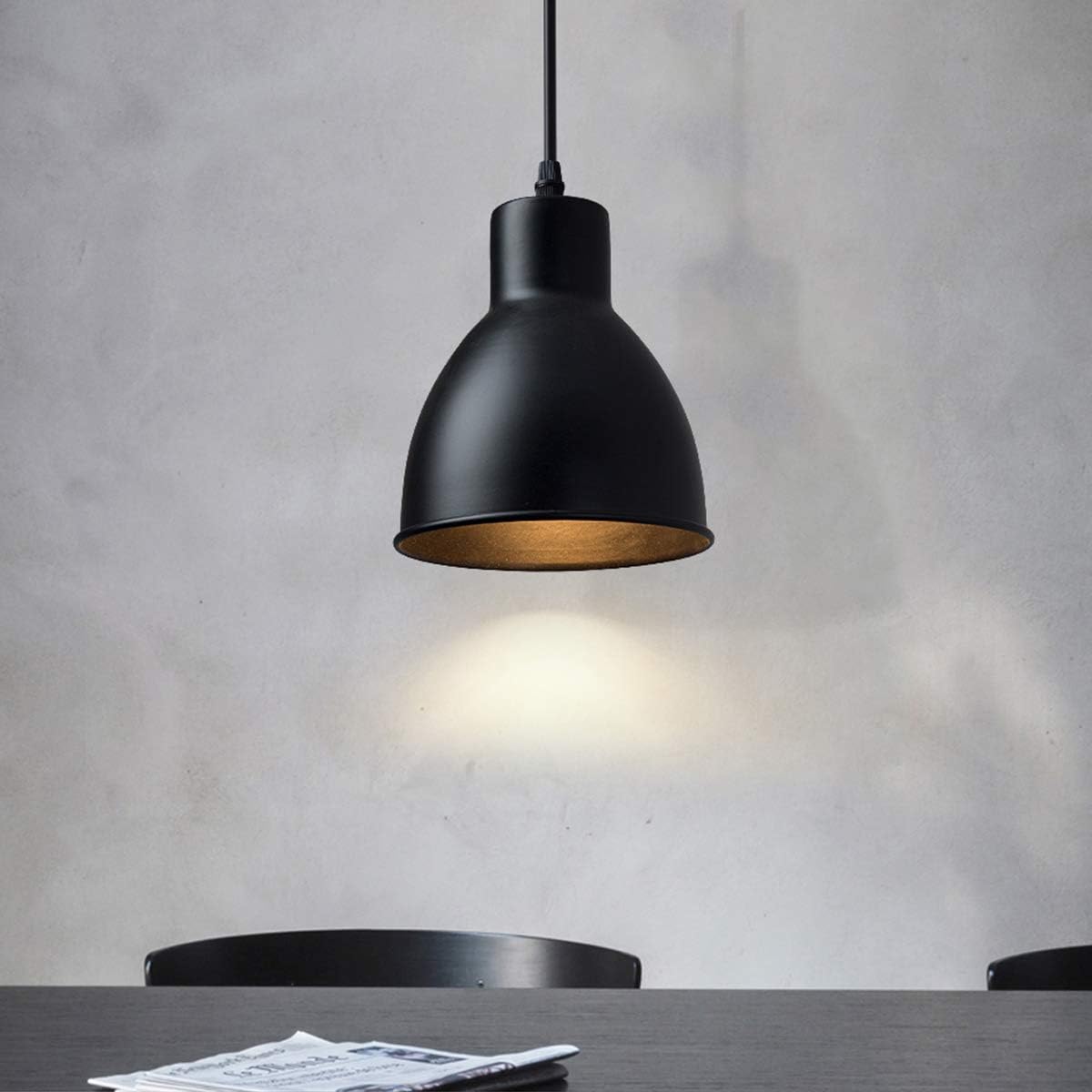 OYGROUP Industrial Chandelier E27 Pendant Lamp Ceiling Hanging Light Fixture for Kitchen Island Bedroom Living Dining Room,1 Light, No Bulbs, Black