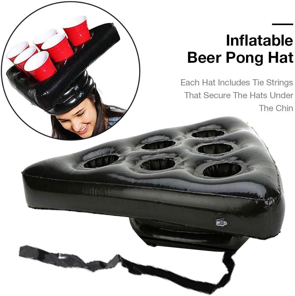 Jingolden 6 Holes Inflatable Beer Pong Hat, Ring Toss Game Hat, for Adult Swimming Pool Beach Party Fun Toy (Triangle 40 X 40 X 40cm)