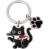 Mikovivi Black Cat Keychain, Cute Funny Kitty Key Chain with Knife Cool Keyring Creativity Animal Key Ring Purse Bag Charm Decoration for Women Men Accessories