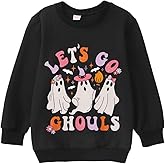 CM C&M WODRO Girl's Halloween Spooky Graphic Sweatshirt Kid Cute Let's Go Ghouls Print Crewneck Long Sleeve Shirts Pullover