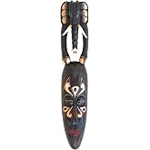 OMA African Mask Wall Hanging Decor Blessing &amp; Good Luck Spirit Wooden Hand Crafted African Tiki Home Decor Gift XL Size