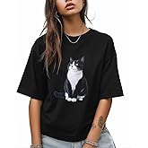T-Shirt for Women, Black Cat Animal