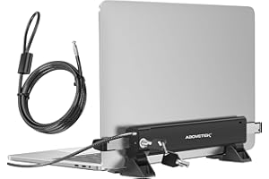 AboveTEK MacBook & Surface Laptop Locking Station with Combo Lock Cable, Anti Theft Folding Security Laptop Desk Mount, Adjustable & Portable, Fits 12"-16" Laptops/Notebooks, Black