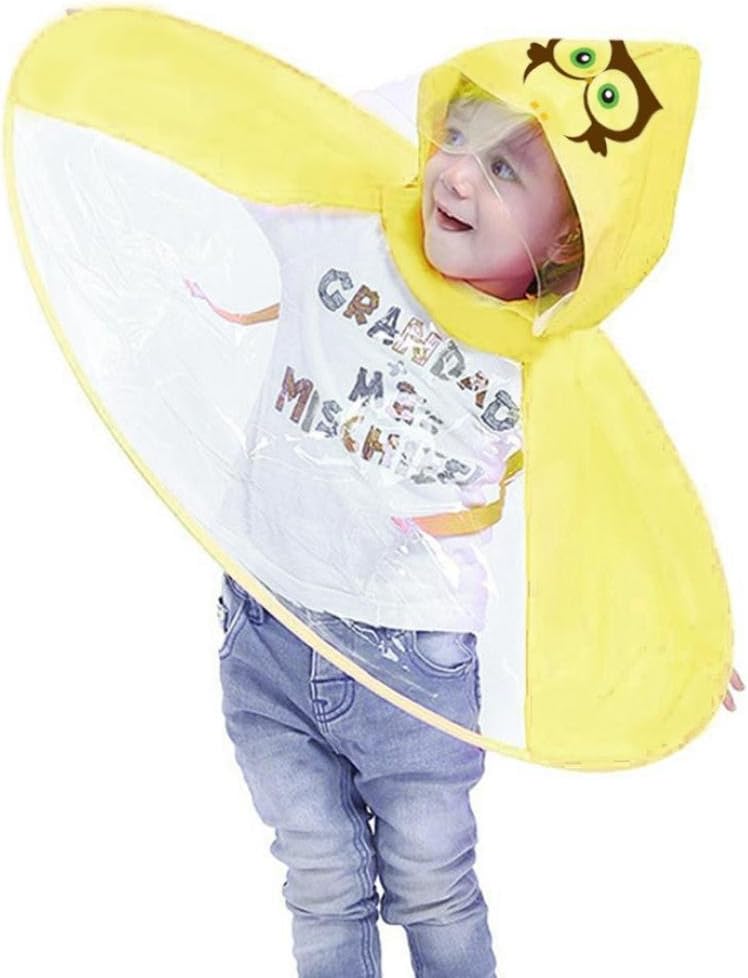 Geetobby Novelty Notable Korea Hot Cute Little Yellow Chicken Rainwear Children Cloak Shape Umbrella Foldable Ufo Raincoat Hat Head Mounted Hands Free Raincoat For Kids Ins Owl M Amazon Co Uk Kitchen Home