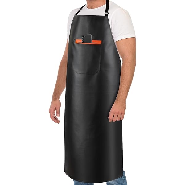 Waterproof Apron Lchkrep Men's Black, Lightweight Vinyl Aprons Rubber Apron For Dishwashing, Butcher Apron, Black-1pack, 43"x29 Waterproof Aprons For Women