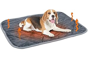 Nobleza Self Warming Pet Pad, Extra Warm Thermal Dog Crate Pad for Indoor Outdoor Pets, Washable Anti-Slip Kennel Mat for Medium Small Dogs and Cats, 28" × 19" Grey