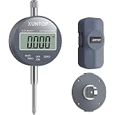 XUNTOP Digital Dial Indicator 1inch/0.0005inch LCD Display Electronic Dial Test Indicator with Rear Cover, Inch/Metric Conversion Dial Test Gauge for Lathe,3D Printer,CNC,Industrial