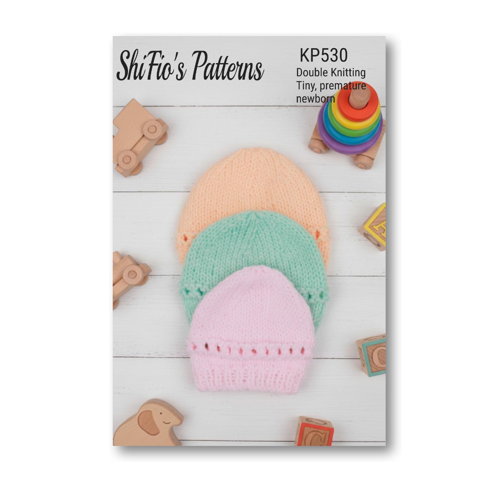 Knitting Pattern for Preemie Baby Hats, Sizes are Tiny, Premature and New Born, Made in Double Knitting Yarn, Double Knitting Baby Pattern, 3 Sizes, KP530