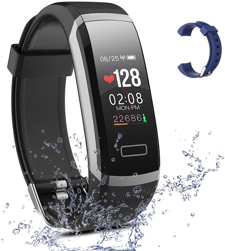 Salandens Smartwatch pulsera inteligente, pulsera impermeable para actividad física IP67 monitores de medición de actividad con pulsómetro, presión arterial, contador de calorías, monitor de sueño, podómetro, reloj. Ideal para hacer deporte. Rastreador GPS. Para el hombre o la mujer Fitness. Compatible con Android y iOS