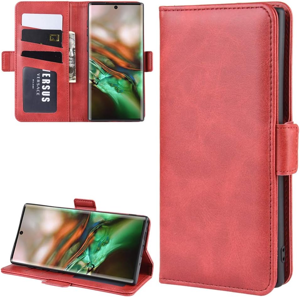 Galaxy Note 10 Wallet Case,OPDENK PU Leather Phone Case Card Slots Stand Case Protective Book Case Double Magnetic Clasp Flip Case Cover for Samsung Galaxy Note 10,Red