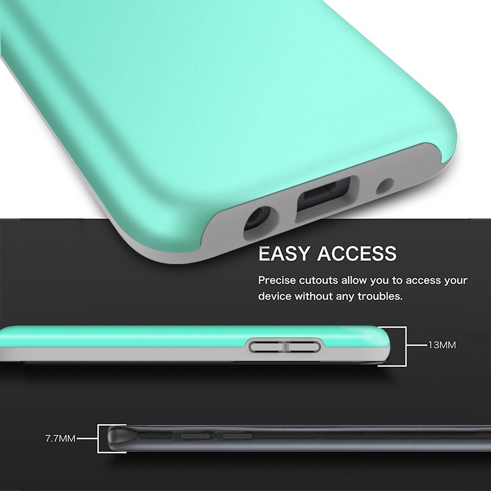 Samsung Galaxy J3 2018 Case, J3V 3rd Gen, J3 Star, Express Prime 3,J3 Achieve, Amp Prime 3 Case, Androgate Hybrid Matte Protective Cover Case with Full Coverage TPU Screen Protector,Mint