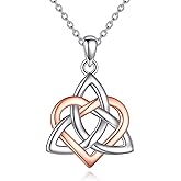 KQF Celtic Necklace for Women Sterling Silver Celtic Knot Pendant Heart Jewelry Gold Plated Gifts for Women