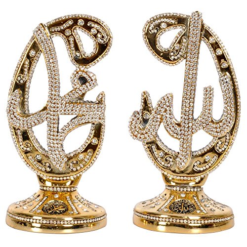 Set of 2 piece waw allah and muhammad name silver tone with rhine…