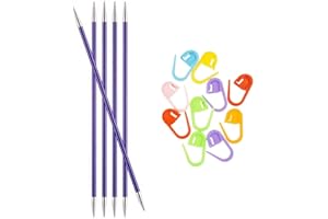 Knitter's Pride Zing Knitting Needles DPN Double Pointed 6 inch (15cm) (Set of 5) Size US 5 (3.75mm) Bundle with 10 Artsiga Crafts Stitch Markers 140008