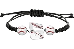 XOYOYZU Baseball Number Bracelets for Men Athletes Jersey Number Bracelet Handmade Braided Adjustable Bracelets Personalized Baseball Gifts for Men