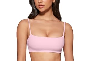 INGIA Women's Square Neck Sports Bra Spaghetti Strap Padded Cami Yoga Wireless Square Back Workout Bra Crop Top