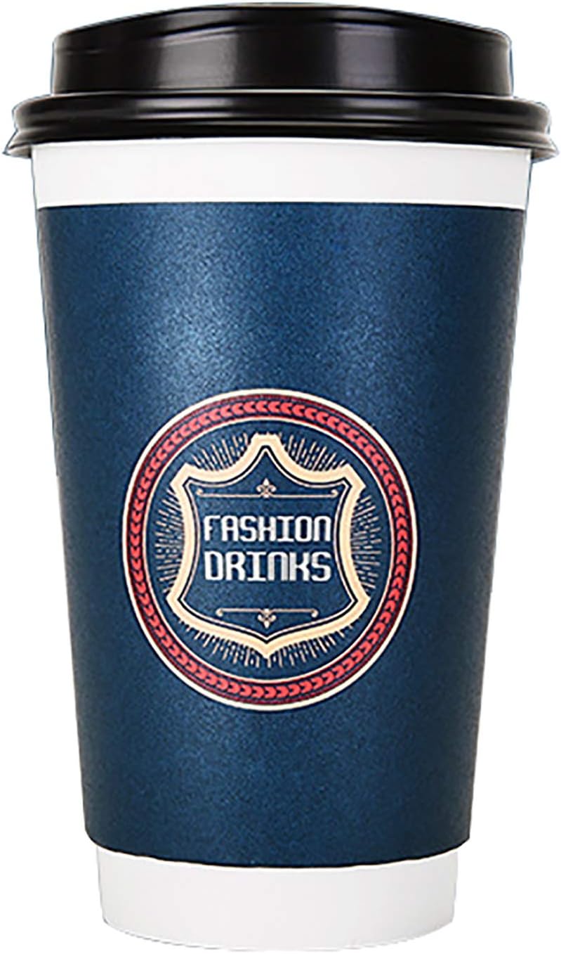 12oz 100 Pack Disposable Hot Paper Coffee Cups with Lids To Go Paper Coffee Cups for Office Parties Home Travel Corrugated Sleeve Hot Drink Cups
