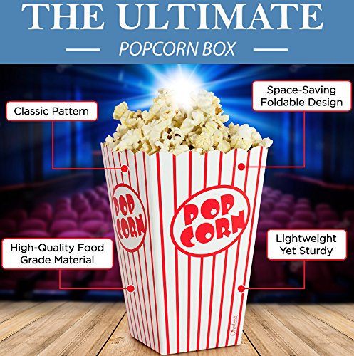 Chefast Popcorn Box Pack (20 Boxes) - 10x Medium and 10x Small Holders With 10x Chalkboard Stickers - Ultimate Party Favor - Great for Birthday and Theater Themed Parties, Movie Nights, Carnivals etc.