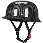 Vintage Motorcycle Half Helmets, Carbon Fiber Open Face Retro Motorcycle Helmets, German Style Half Shell Dot Helmet