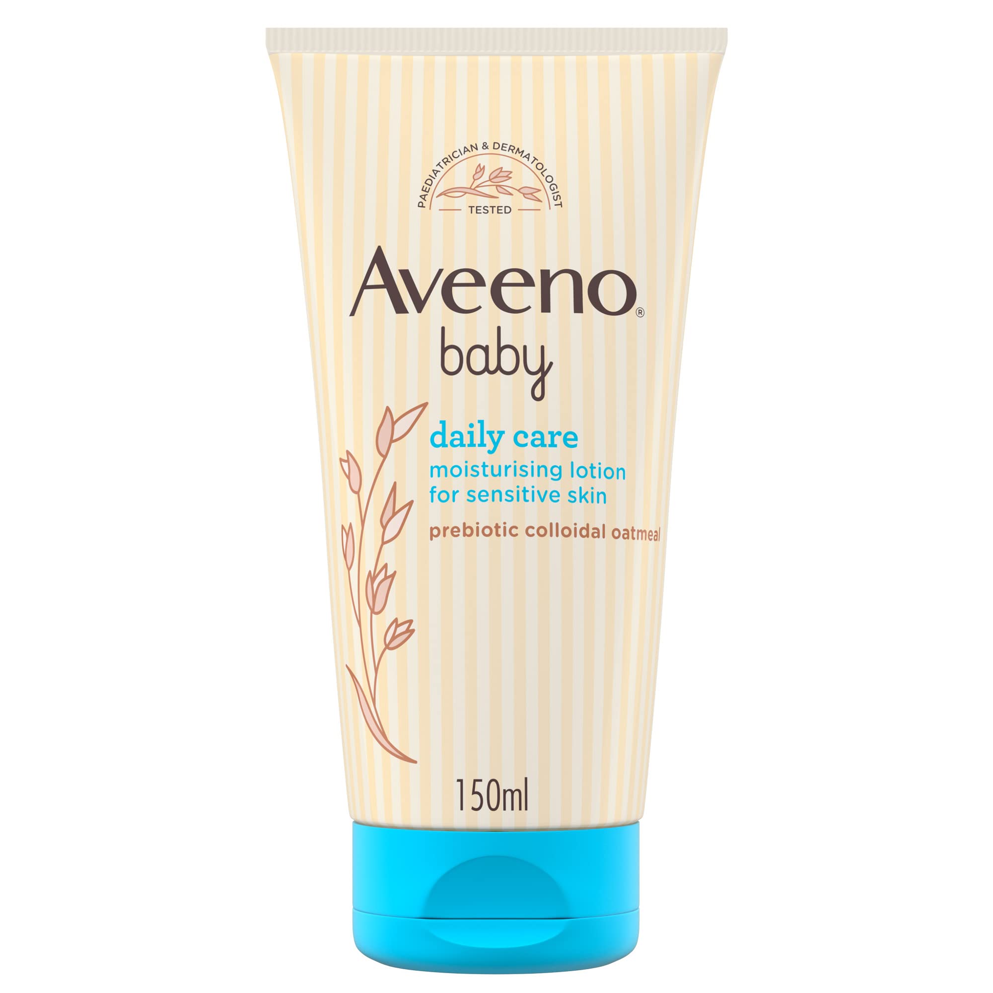 Aveeno Baby Daily Care Moisturising Lotion (1x 150ml), Soothing Baby Cream to Provide 24-Hour Hydration Suitable for Newborns and Infants, Gentle Lotion for Dry, Sensitive Skin Prone to Eczema