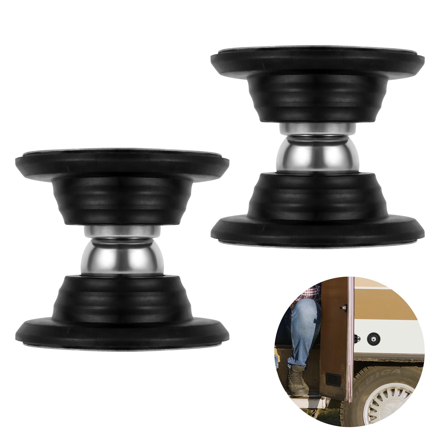 Photo 1 of 2 Pack Magnetic RV Door Holder, Strong Magnetic Baggage Door Catch Easy to Install RV Door Stopper with Screws & Adhesive RV Accessories for Inside Outside Trailer Camper